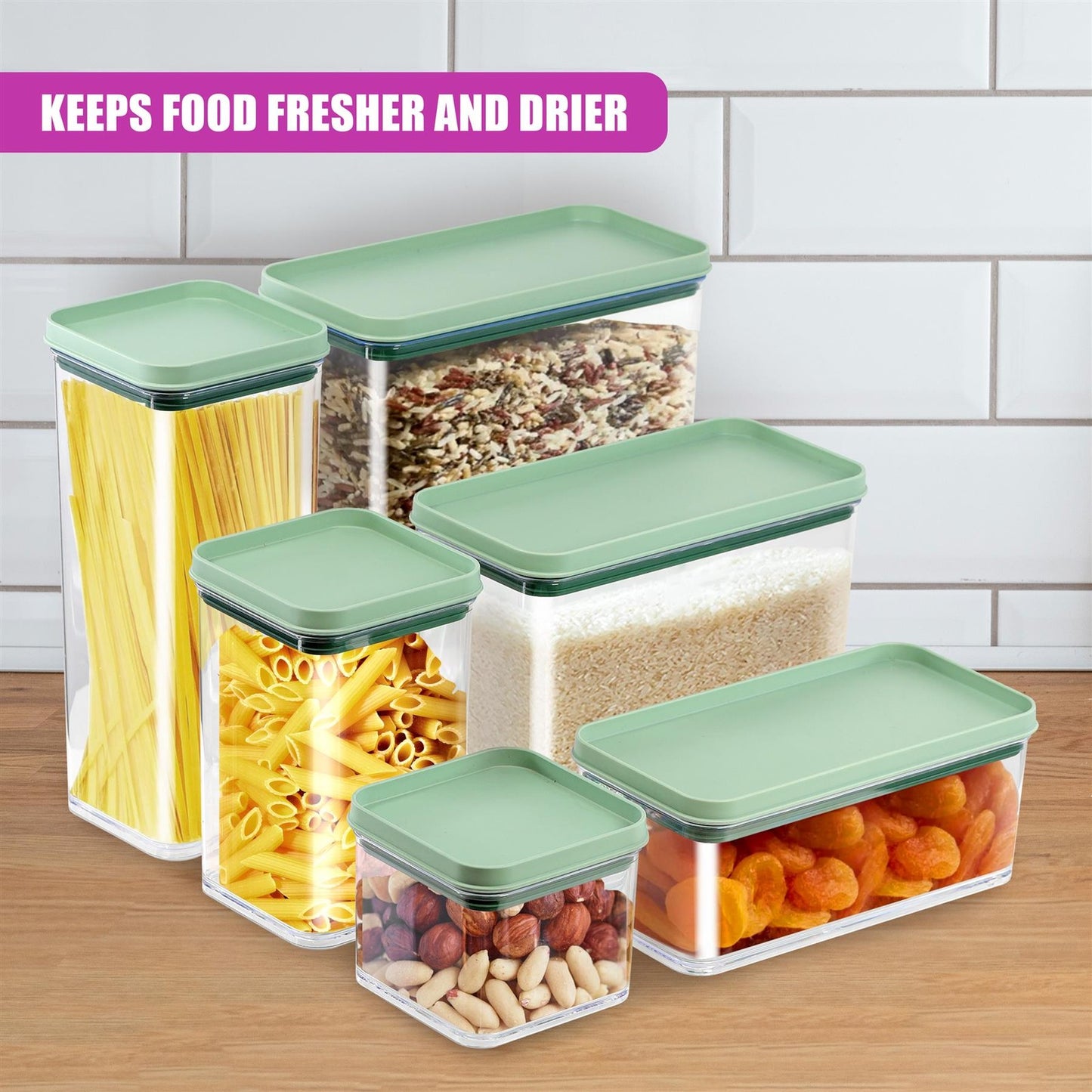 Food Storage Containers Set of 6 Stackable Cereal Plastic Containers with Lid