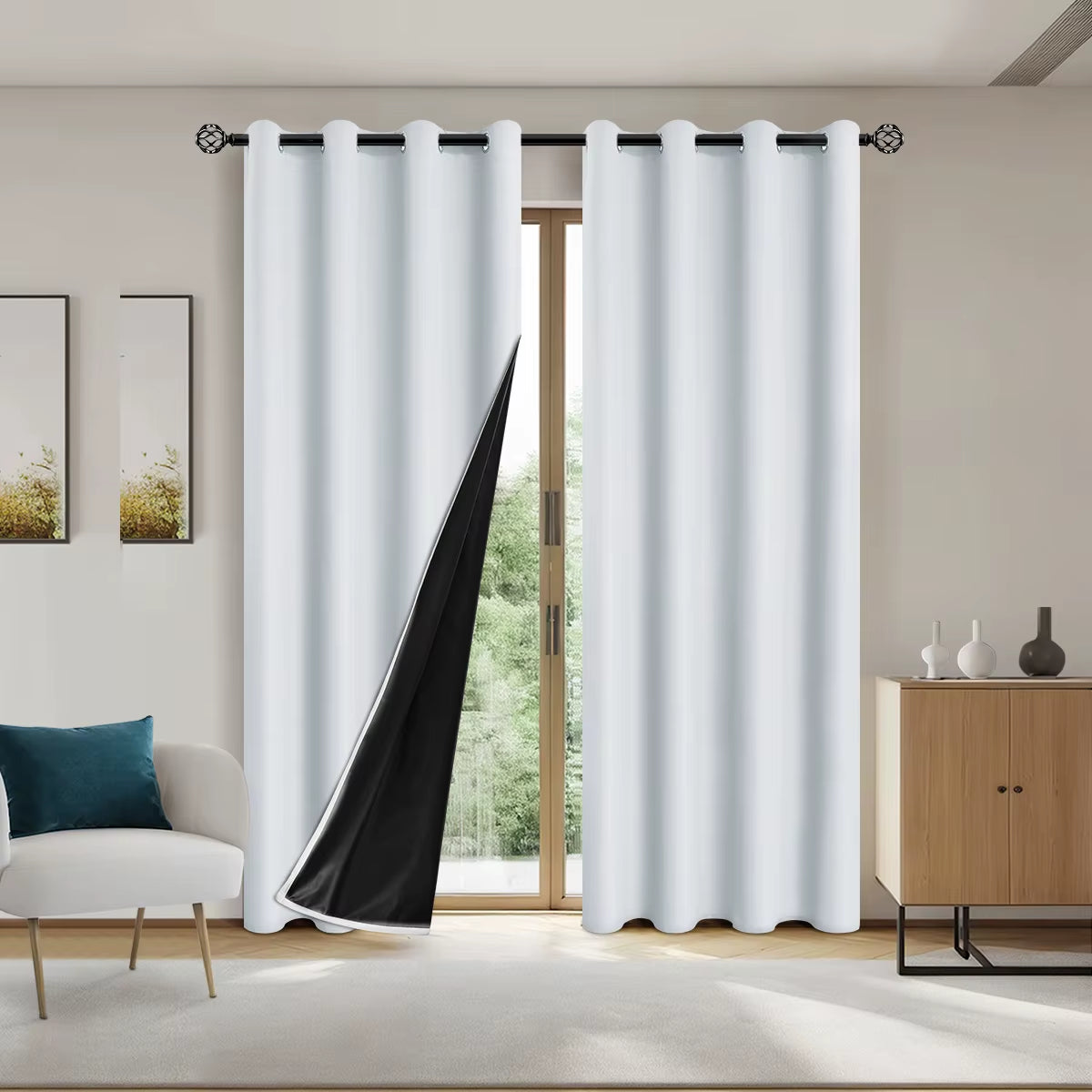 Solid Blackout Curtains with Grommets for Total Privacy in Bedroom - 1 Piece