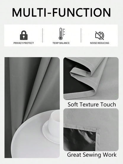 Solid Blackout Curtains with Grommets for Total Privacy in Bedroom - 1 Piece