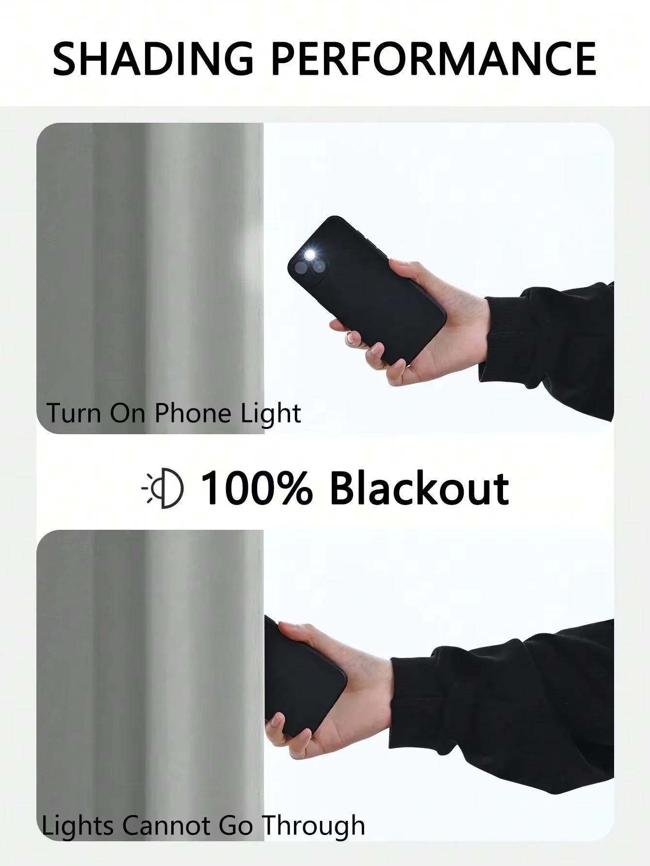 Solid Blackout Curtains with Grommets for Total Privacy in Bedroom - 1 Piece