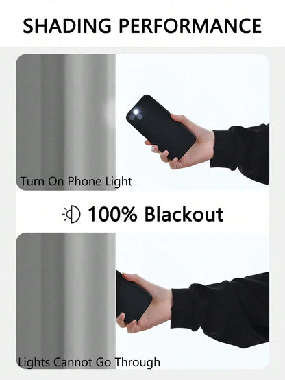 Solid Blackout Curtains with Grommets for Total Privacy in Bedroom - 1 Piece