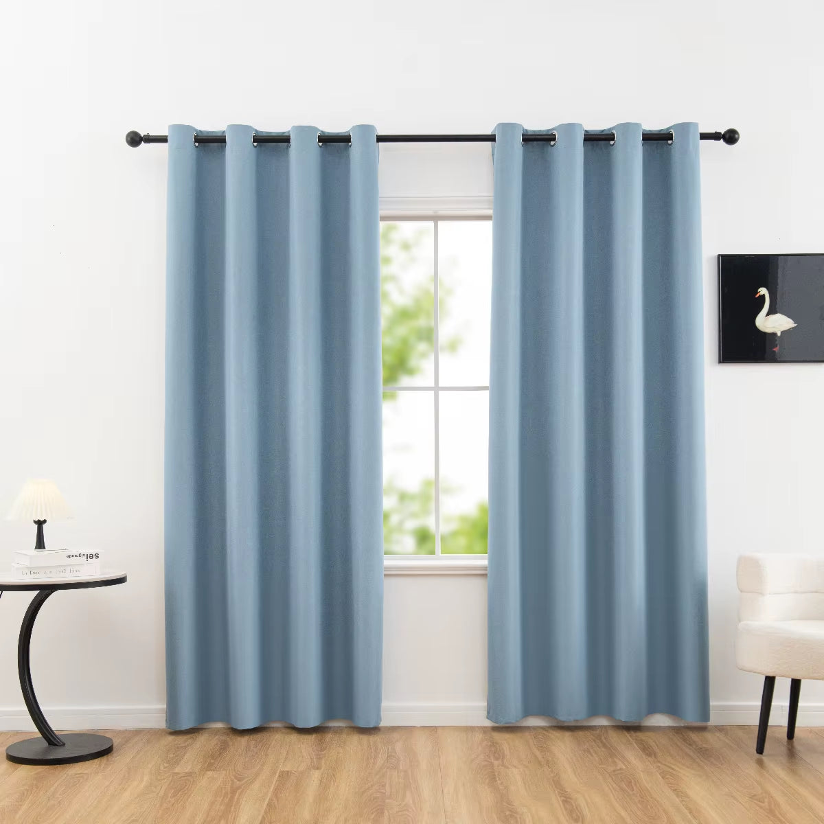 Solid Blackout Curtains with Grommets for Total Privacy in Bedroom - 1 Piece