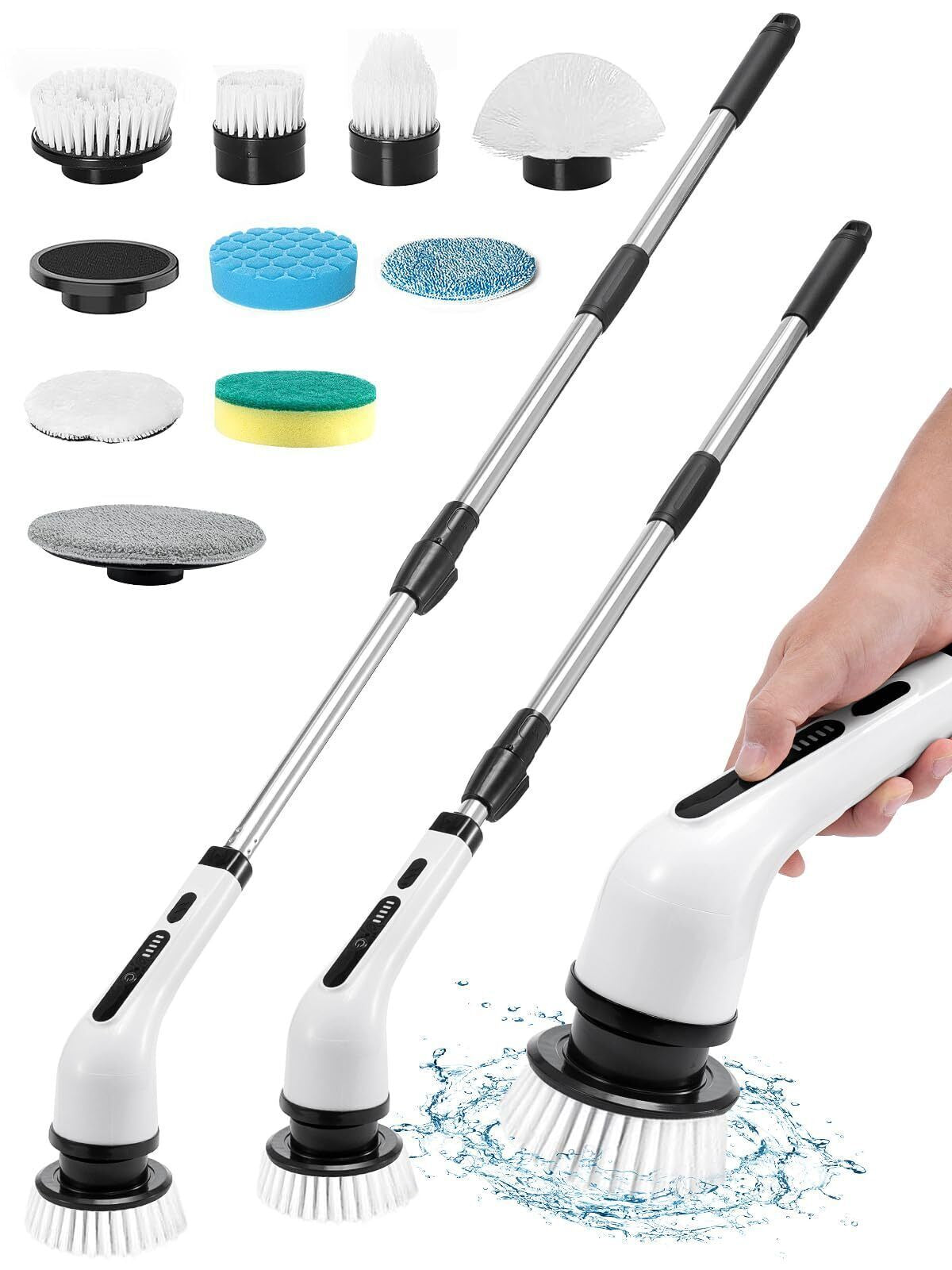 9 in 1 Electric Spin Scrubber Cordless Cleaning Brush Bathroom Rotating Scrubber