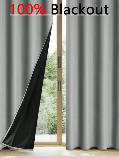 Solid Blackout Curtains with Grommets for Total Privacy in Bedroom - 1 Piece