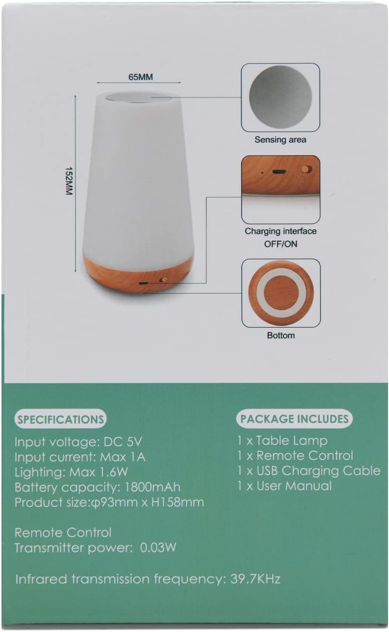 Night Light, LED Touch Bedside Table Lamp, Remote Control Dimmable Light with RGB Color Changing, USB Rechargeable, Portable Lamp for Children, Kids, Bedroom, Living Room, Camping