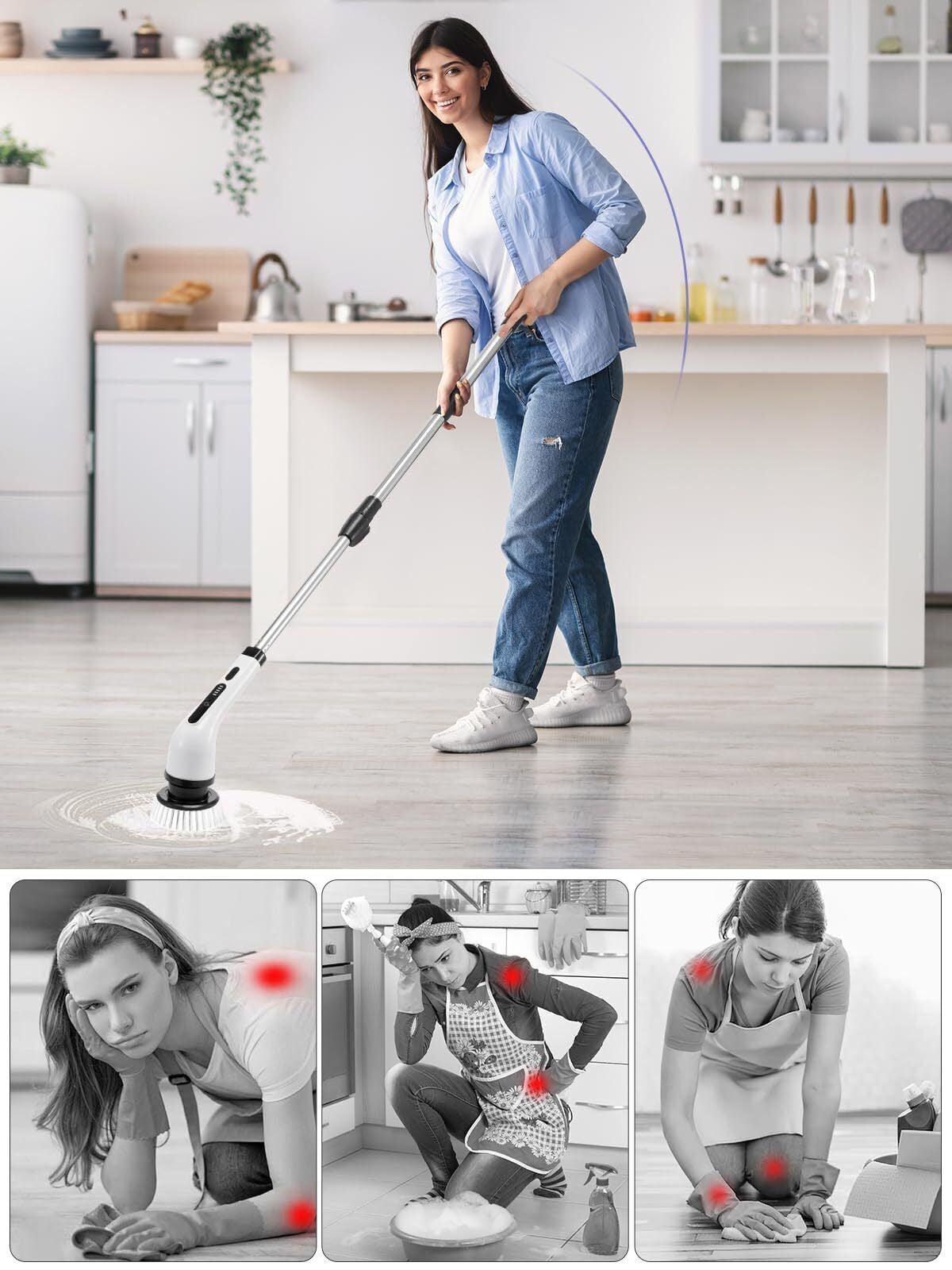 9 in 1 Electric Spin Scrubber Cordless Cleaning Brush Bathroom Rotating Scrubber