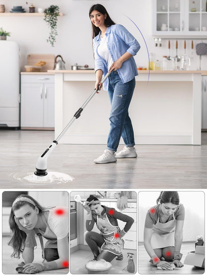 9 in 1 Electric Spin Scrubber Cordless Cleaning Brush Bathroom Rotating Scrubber