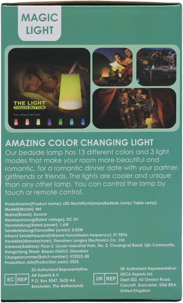 Night Light, LED Touch Bedside Table Lamp, Remote Control Dimmable Light with RGB Color Changing, USB Rechargeable, Portable Lamp for Children, Kids, Bedroom, Living Room, Camping