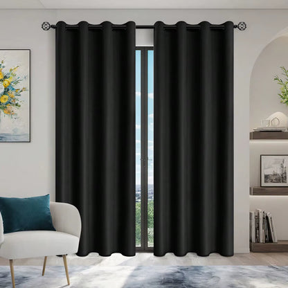 Solid Blackout Curtains with Grommets for Total Privacy in Bedroom - 1 Piece