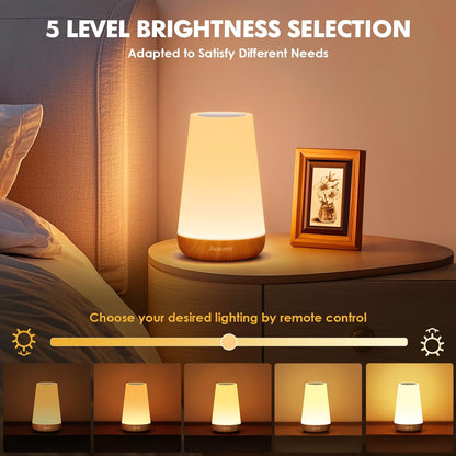 Night Light, LED Touch Bedside Table Lamp, Remote Control Dimmable Light with RGB Color Changing, USB Rechargeable, Portable Lamp for Children, Kids, Bedroom, Living Room, Camping