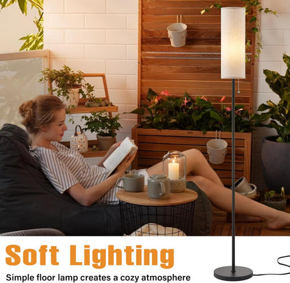 Floor Lamp for Living Room Modern, Floor Lamps for Bedrooms, Modern Standing Lamp with Lampshade, 64'' Standard Tall Lamps for Living Room, Reading Light Floor Lamp(Bulb Included)