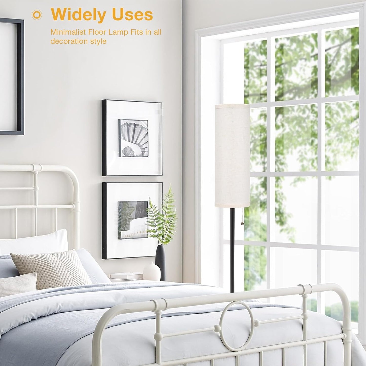 Floor Lamp for Living Room Modern, Floor Lamps for Bedrooms, Modern Standing Lamp with Lampshade, 64'' Standard Tall Lamps for Living Room, Reading Light Floor Lamp(Bulb Included)