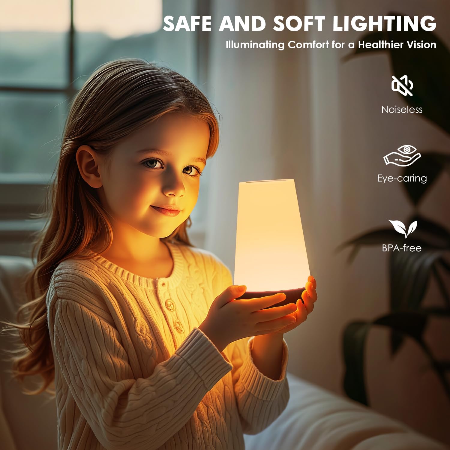 Night Light, LED Touch Bedside Table Lamp, Remote Control Dimmable Light with RGB Color Changing, USB Rechargeable, Portable Lamp for Children, Kids, Bedroom, Living Room, Camping