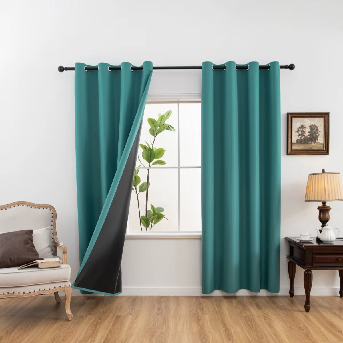1Panel Solid 100% Blackout Curtains with Grommets, Total Privacy Drapes for Bedroom, Living Room, Home Decor