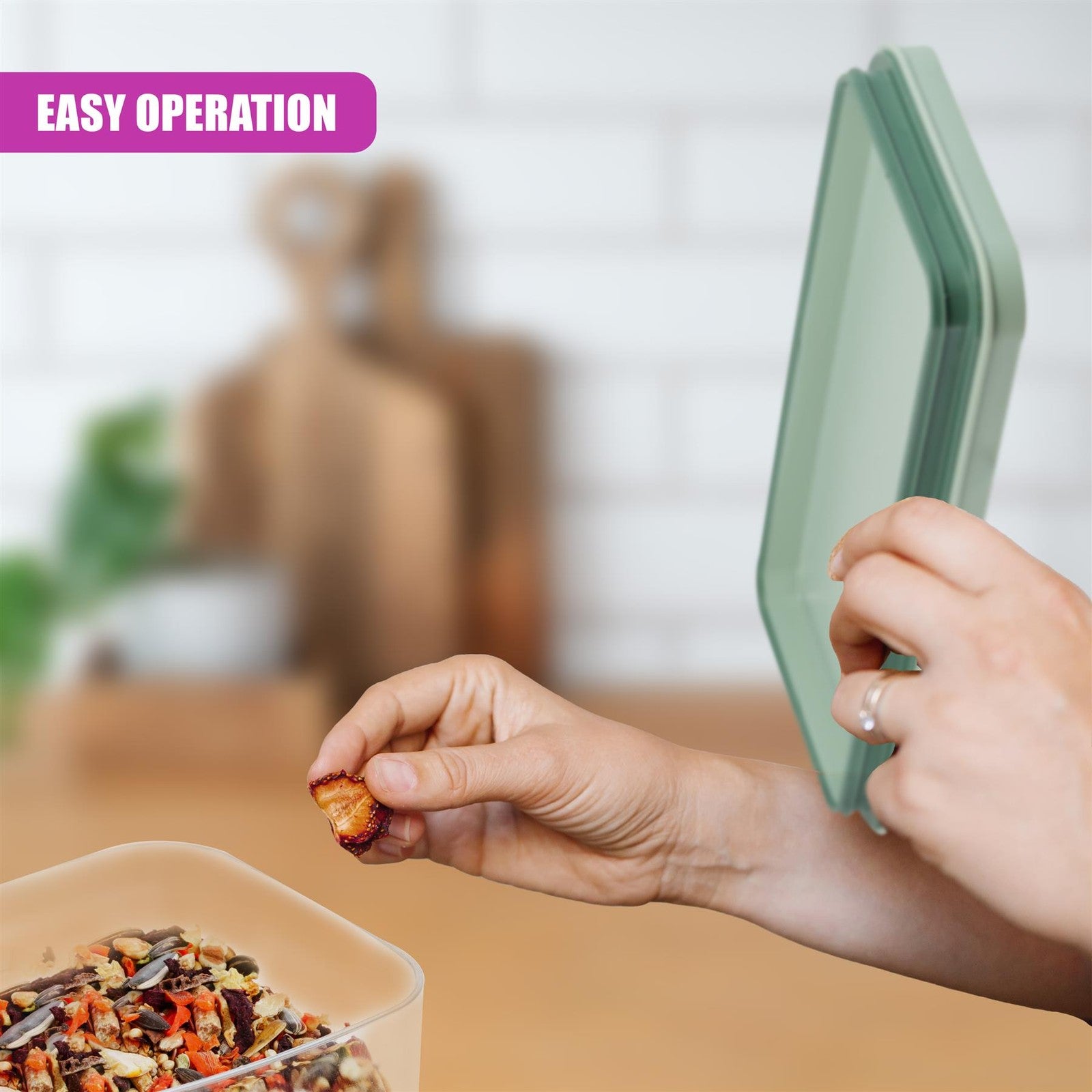 Food Storage Containers Set of 6 Stackable Cereal Plastic Containers with Lid