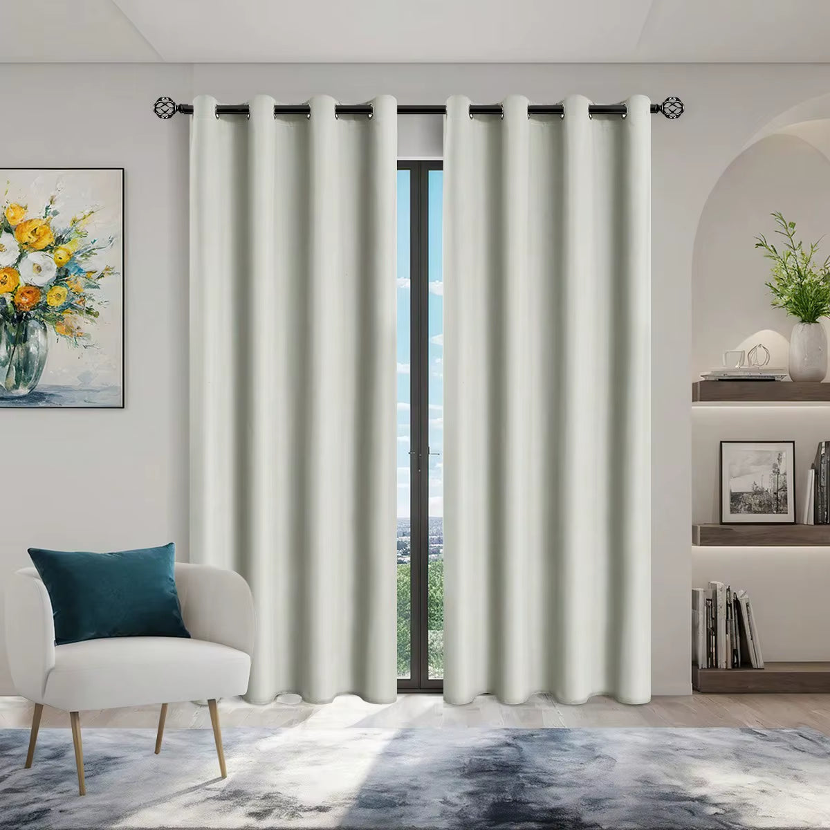 Solid Blackout Curtains with Grommets for Total Privacy in Bedroom - 1 Piece