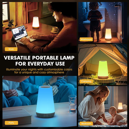 Night Light, LED Touch Bedside Table Lamp, Remote Control Dimmable Light with RGB Color Changing, USB Rechargeable, Portable Lamp for Children, Kids, Bedroom, Living Room, Camping