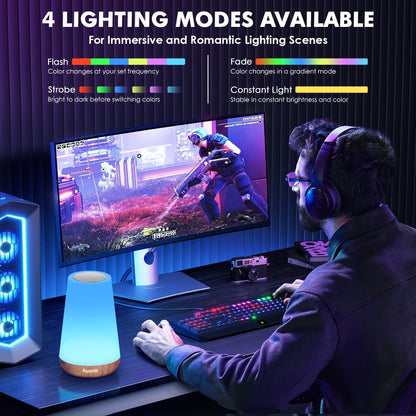 Night Light, LED Touch Bedside Table Lamp, Remote Control Dimmable Light with RGB Color Changing, USB Rechargeable, Portable Lamp for Children, Kids, Bedroom, Living Room, Camping