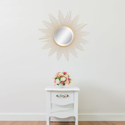 round Decorative Antique Gold 23" Metal Starburst Hanging Mirror for Wall