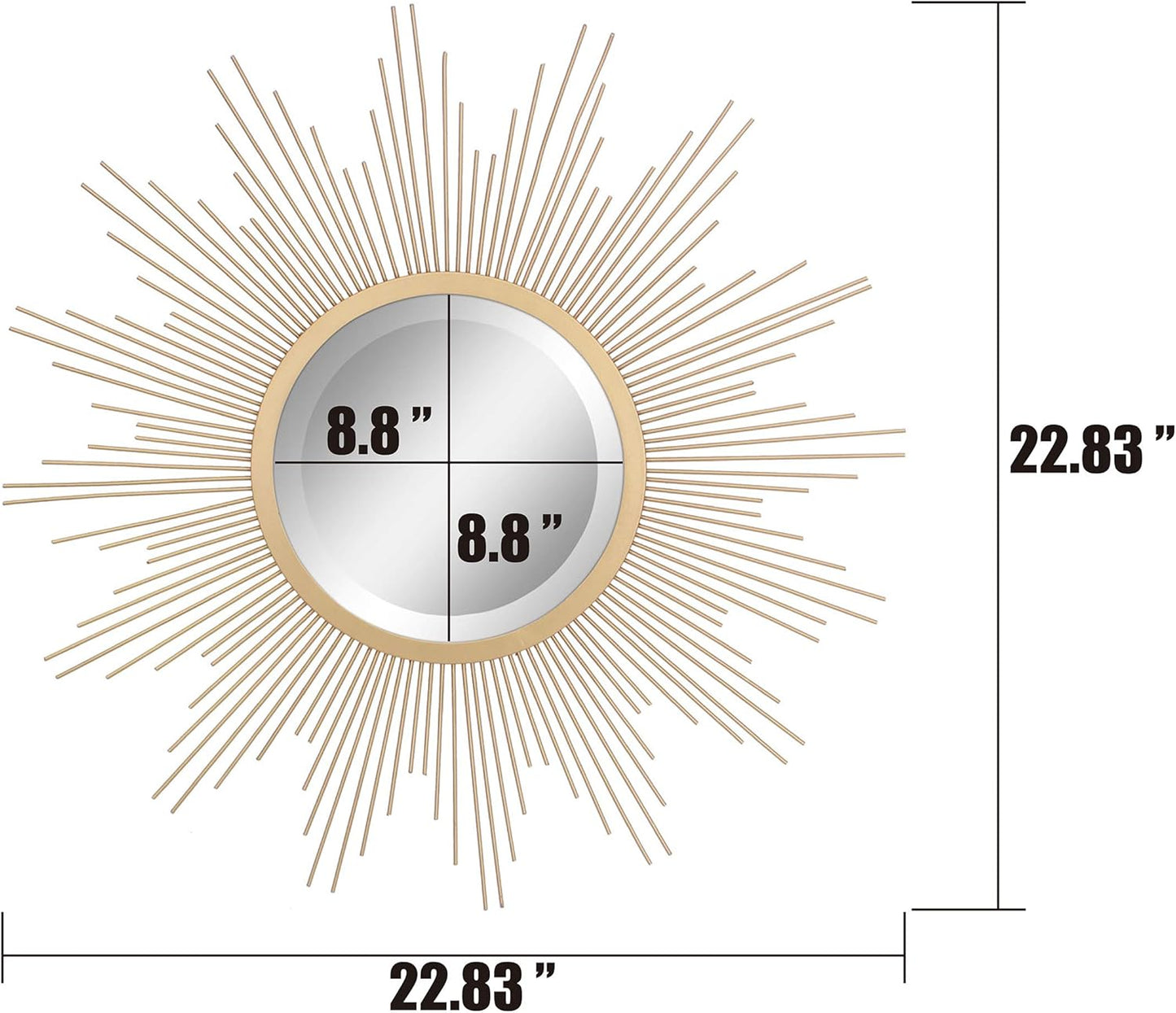 round Decorative Antique Gold 23" Metal Starburst Hanging Mirror for Wall