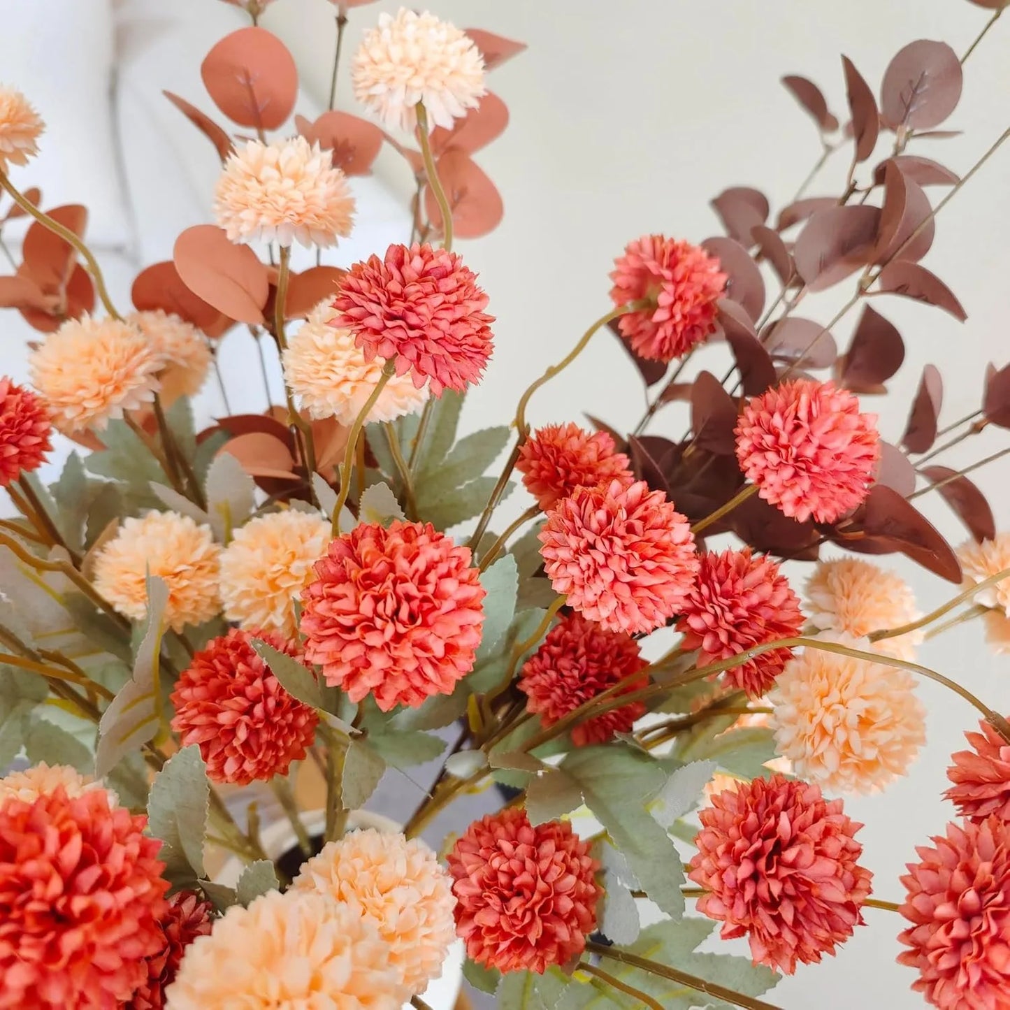 1Pcs Of Orange Artificial Flowers With Stems Mini Chrysanthemums Home Room Decoration DIY Dining Table Center Decor Accessory