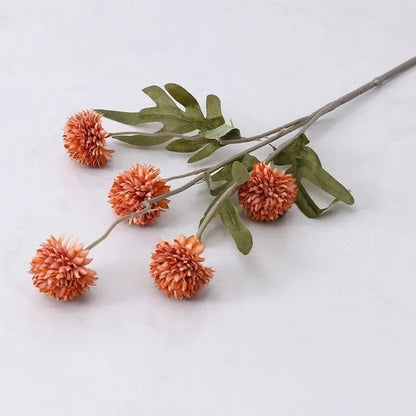 1Pcs Of Orange Artificial Flowers With Stems Mini Chrysanthemums Home Room Decoration DIY Dining Table Center Decor Accessory