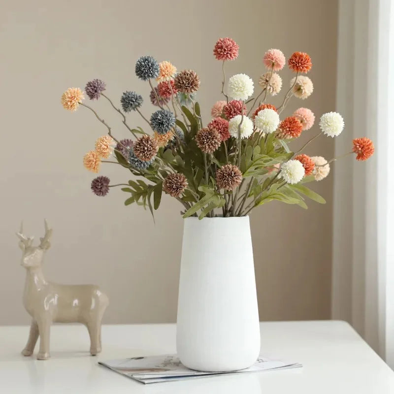 1Pcs Of Orange Artificial Flowers With Stems Mini Chrysanthemums Home Room Decoration DIY Dining Table Center Decor Accessory