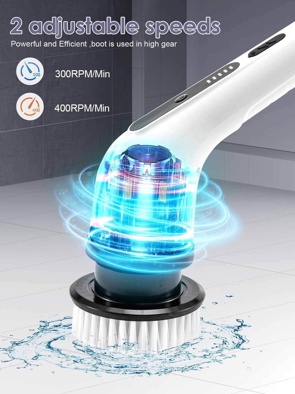 9 in 1 Electric Spin Scrubber Cordless Cleaning Brush Bathroom Rotating Scrubber