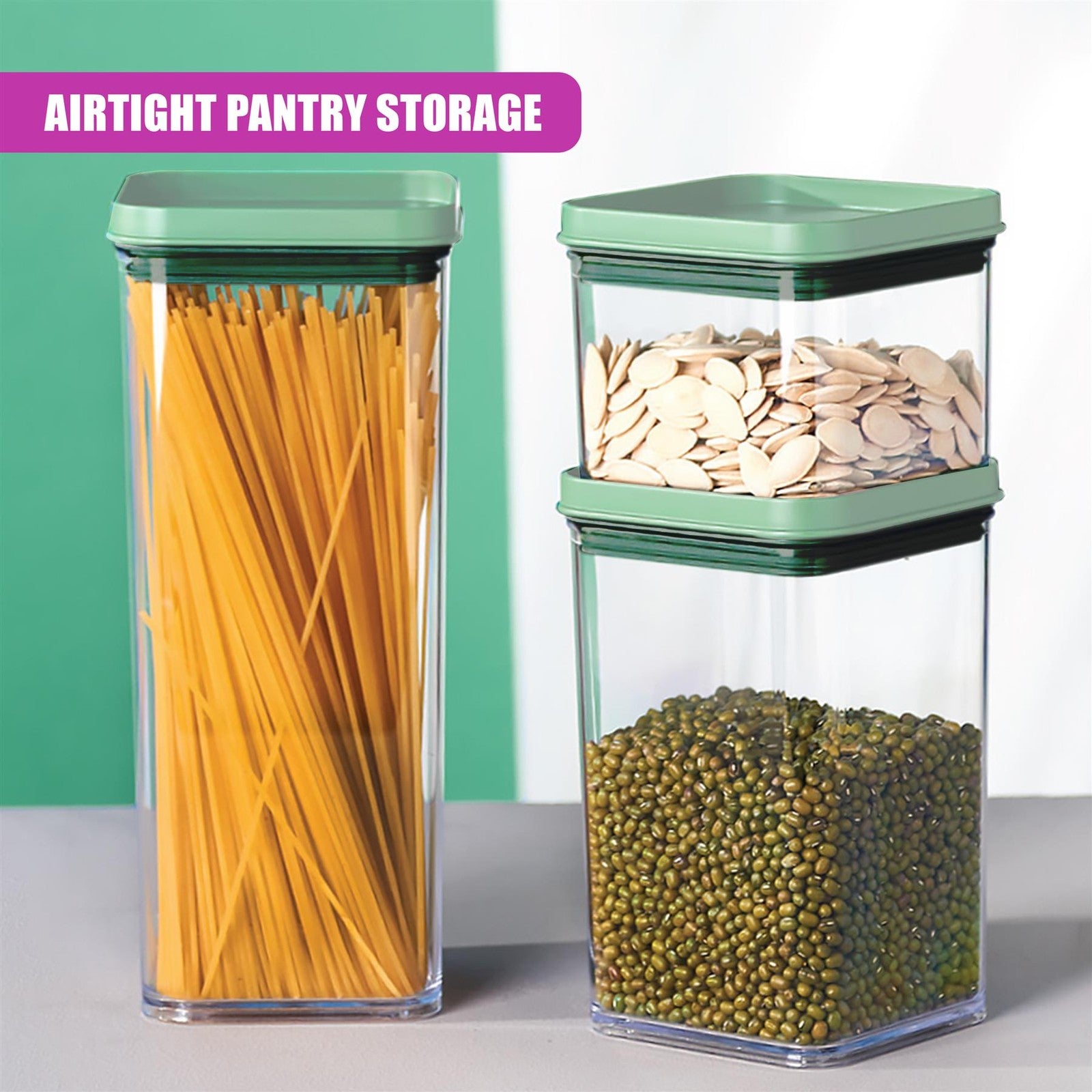 Food Storage Containers Set of 6 Stackable Cereal Plastic Containers with Lid