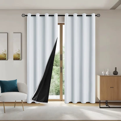Solid Blackout Curtains with Grommets for Total Privacy in Bedroom - 1 Piece