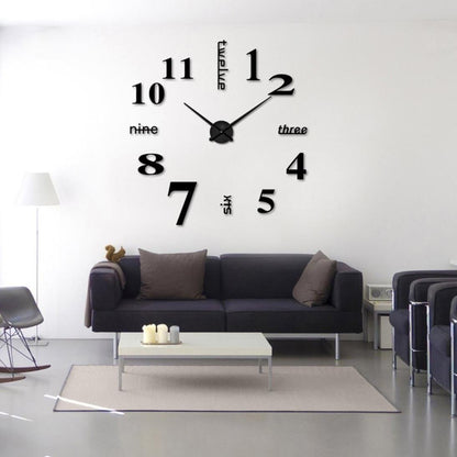 DIY 3D Frameless Number Wall Clock Mirror Sticker Home Office Room Decor