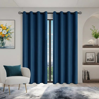 Solid Blackout Curtains with Grommets for Total Privacy in Bedroom - 1 Piece