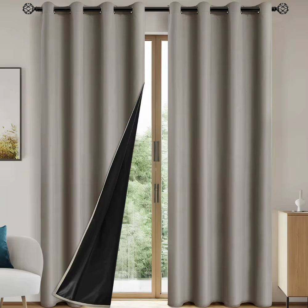 Solid Blackout Curtains with Grommets for Total Privacy in Bedroom - 1 Piece
