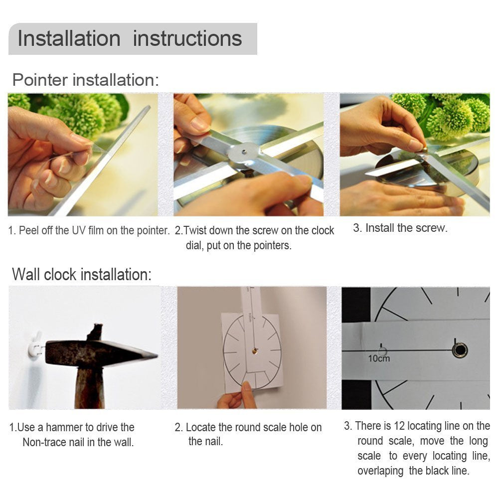 DIY 3D Frameless Number Wall Clock Mirror Sticker Home Office Room Decor