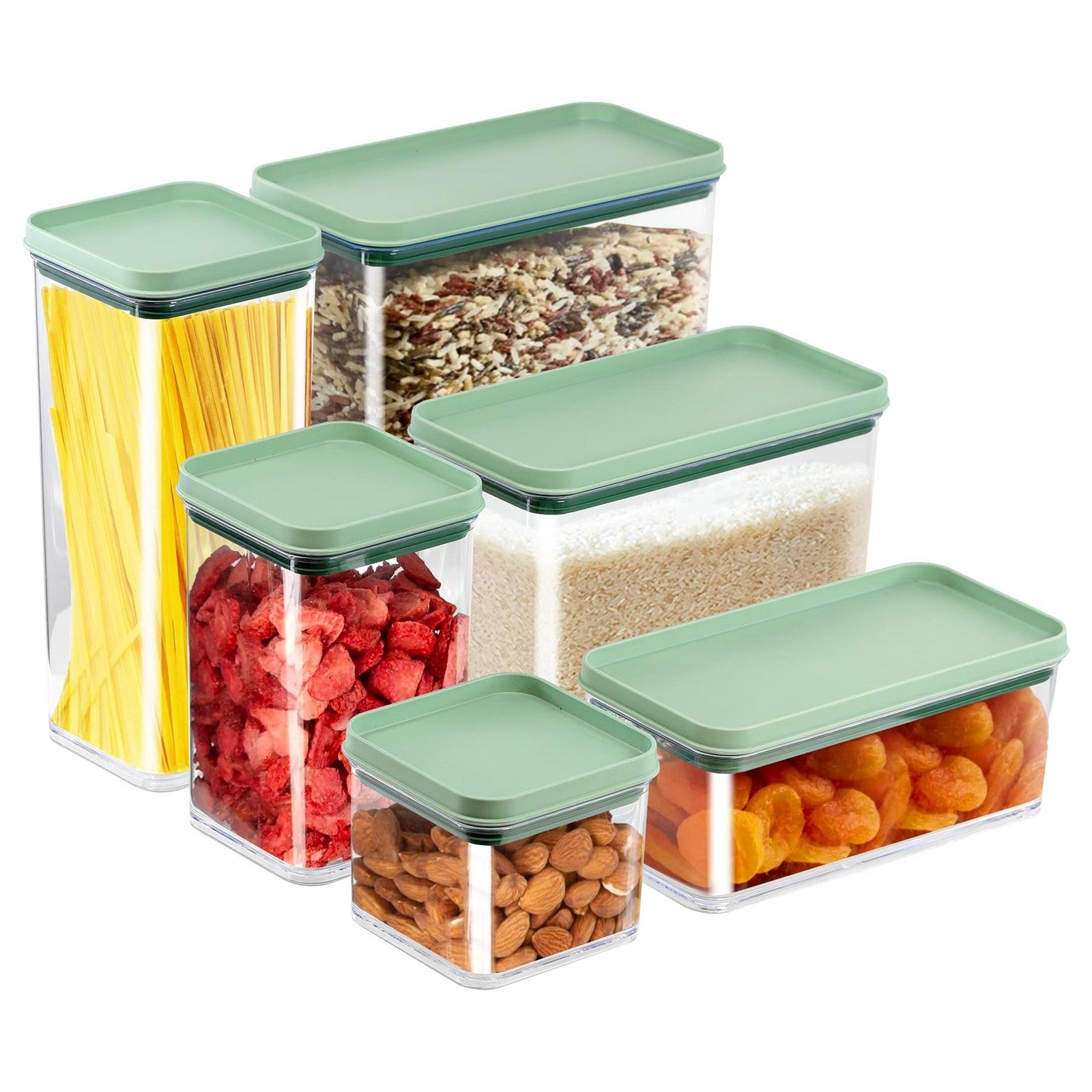 Food Storage Containers Set of 6 Stackable Cereal Plastic Containers with Lid