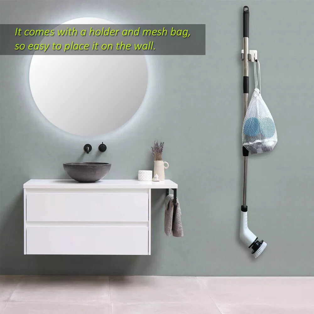 9 in 1 Electric Spin Scrubber Cordless Cleaning Brush Bathroom Rotating Scrubber