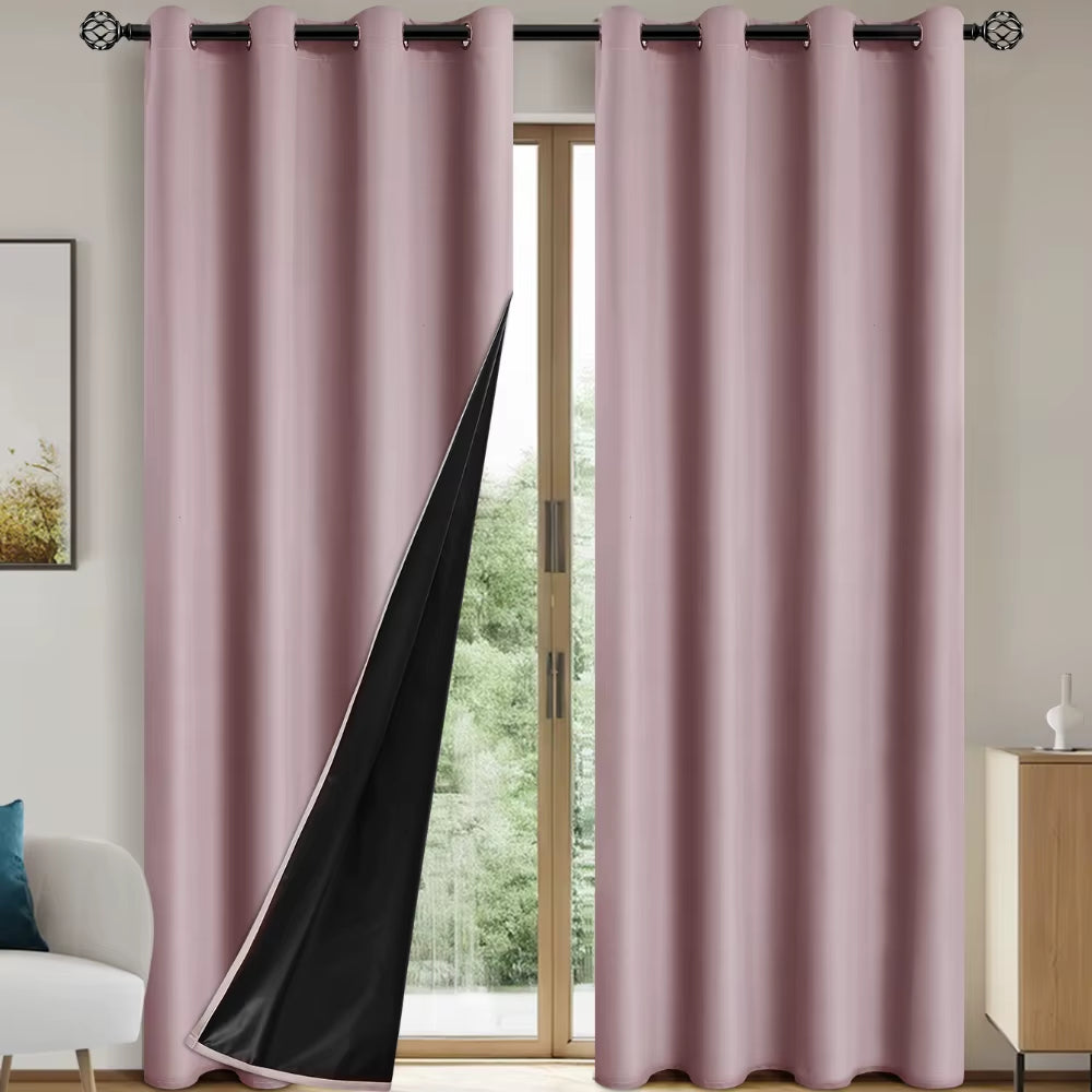 Solid Blackout Curtains with Grommets for Total Privacy in Bedroom - 1 Piece