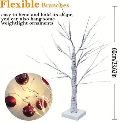1Pc 24 LED Easter Tree, Birch Tree Adjustable Branches 3AA and USB Power Supply, Bedroom Decorative Tree Light (Without Battery)