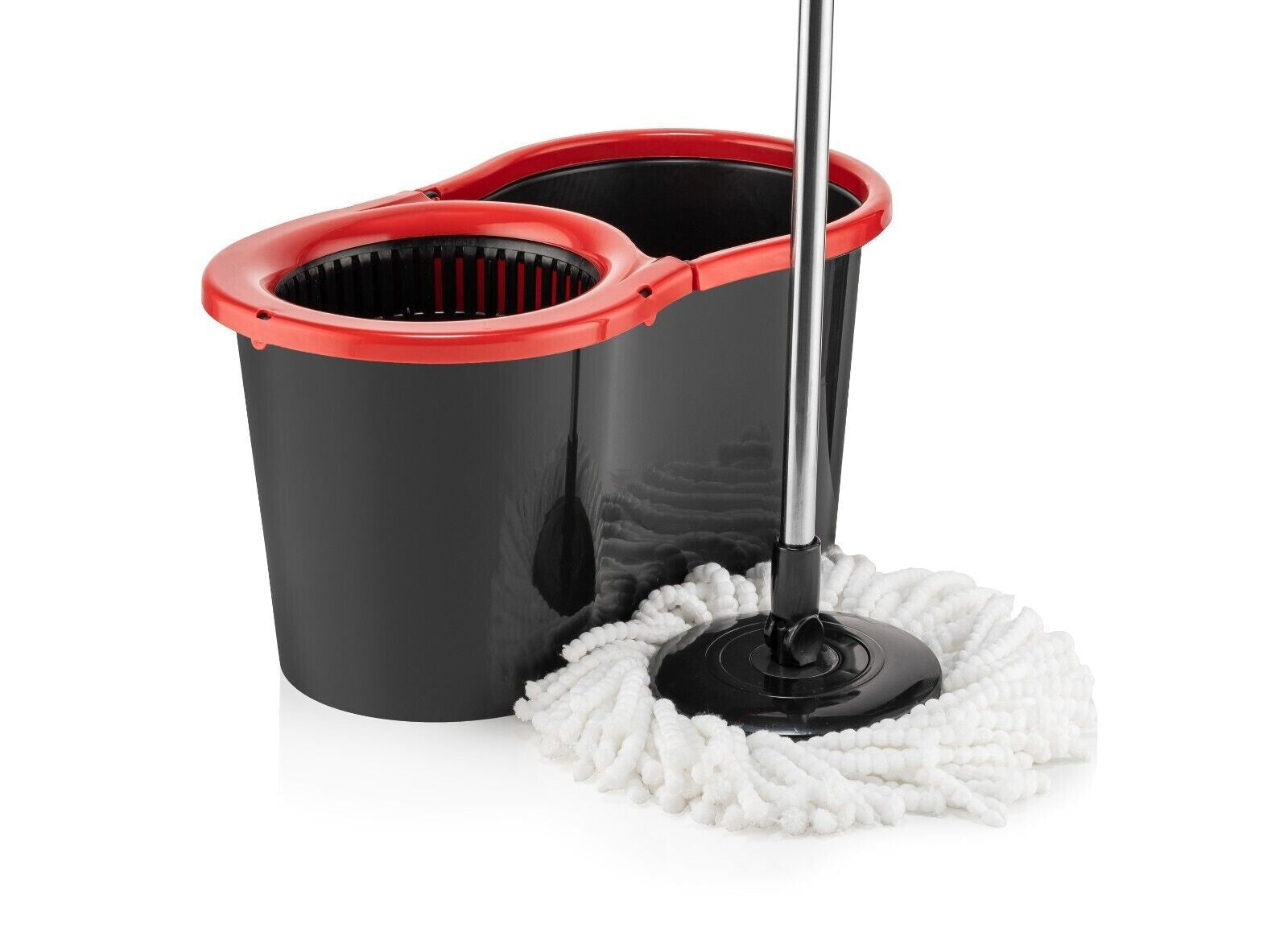 360° FLOOR MAGIC SPIN MOP BUCKET SET MICROFIBER ROTATING DRY HEADS with 3 HEADS